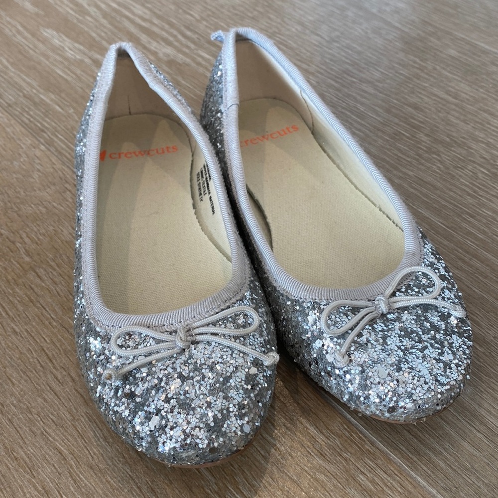 Crewcuts silver glitter ballet flats, size 12